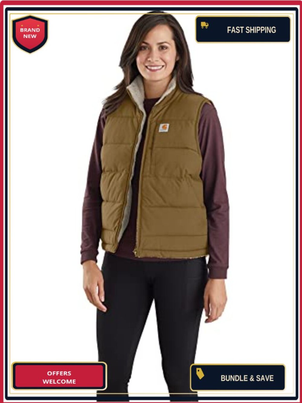 Reversible Insulated Sherpa-Lined Nylon Vest